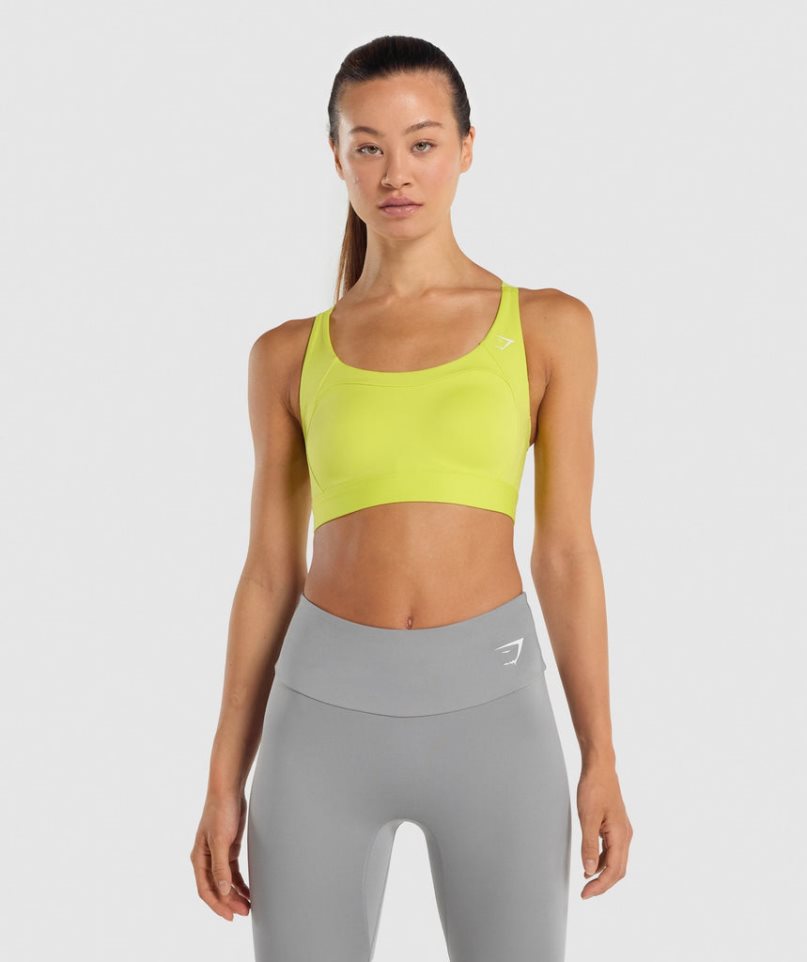 Women\'s Gymshark Racer Back Sports Bra Yellow | CA 85173A